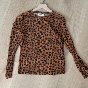Anthropologie Leopard Print Sheer Top Long Sleeve